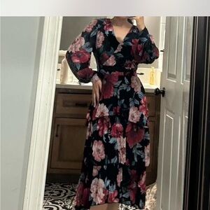 Floral V-Neck Midi Dress